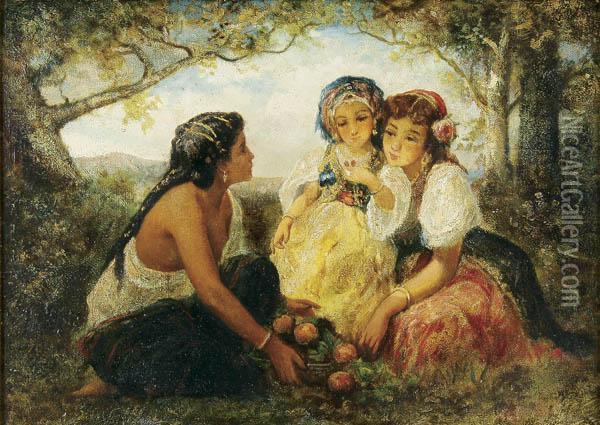 Maidens Of The Forest Oil Painting - Narcisse-Virgile D Az De La Pena