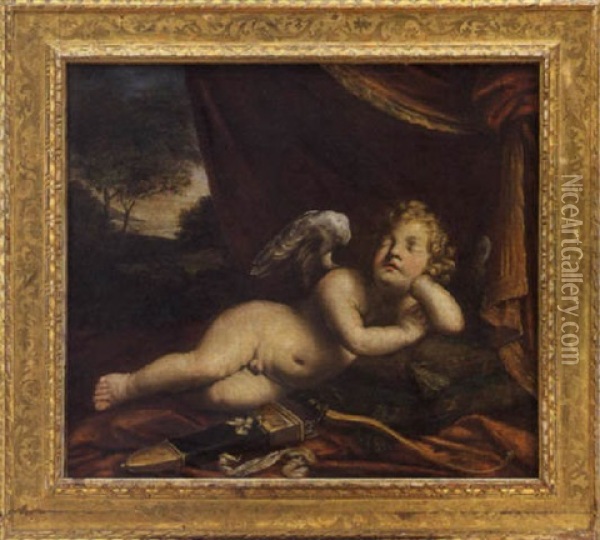 Amorino Dormiente Oil Painting - Elisabetta Sirani