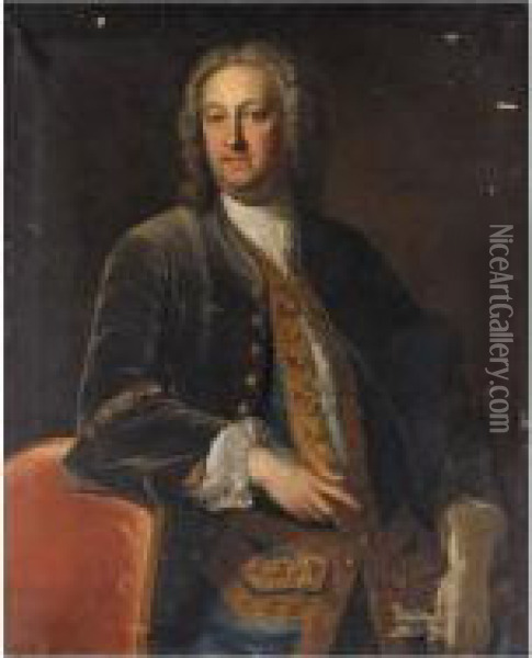 Portrait Of A Gentleman, Possibly Peter Abraham Luard (b.1703) Oil Painting - Jean Baptiste van Loo