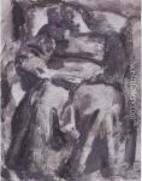 Seated Woman Oil Painting - Bernard Meninsky