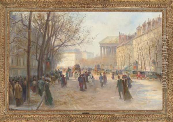 Before La Madeleine, Paris Oil Painting - Georges Fraipont