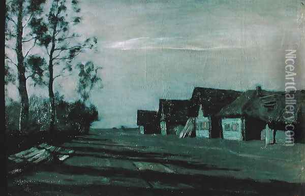 Village by Moonlight, 1897 Oil Painting - Isaak Ilyich Levitan