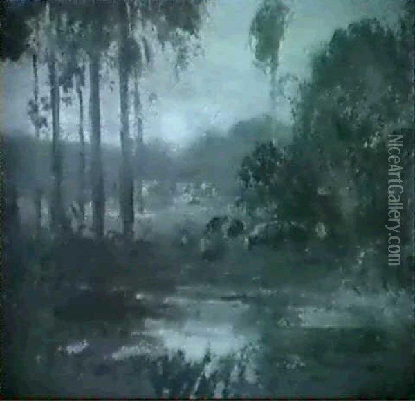 Cows Watering By A Pond Oil Painting - William Keith