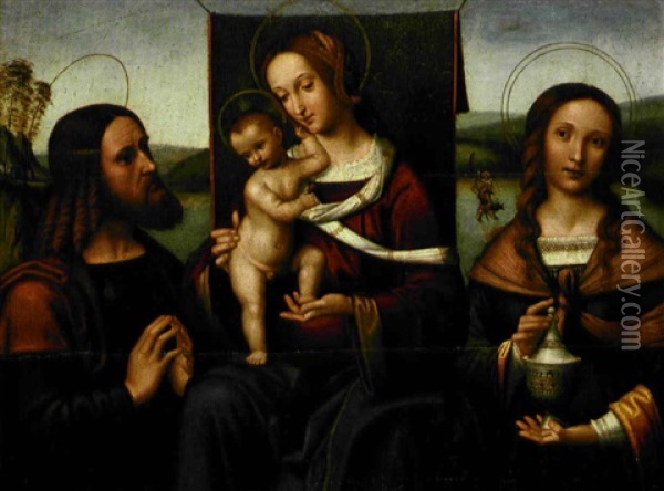 Madonna Con Il Bambino E Due Santi Oil Painting - Bartolomeo Ramenghi