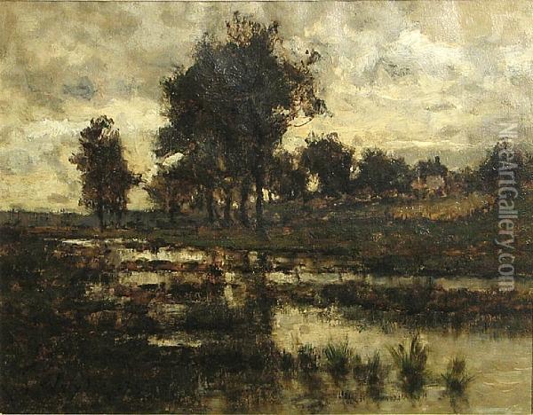 A River Landscape At Dusk Oil Painting - Max Weyl