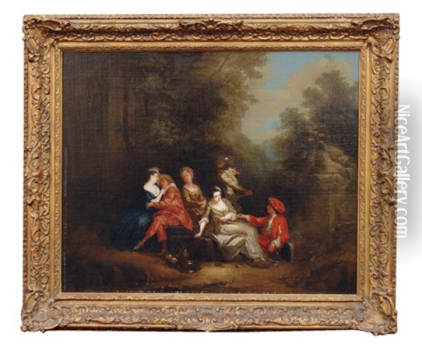An Elegant Party In A Park Oil Painting - Antoine Pesne