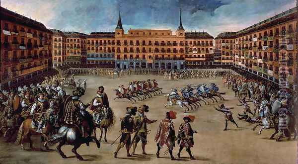 Parade in the Plaza Mayor, Madrid Oil Painting - Juan De La Corte