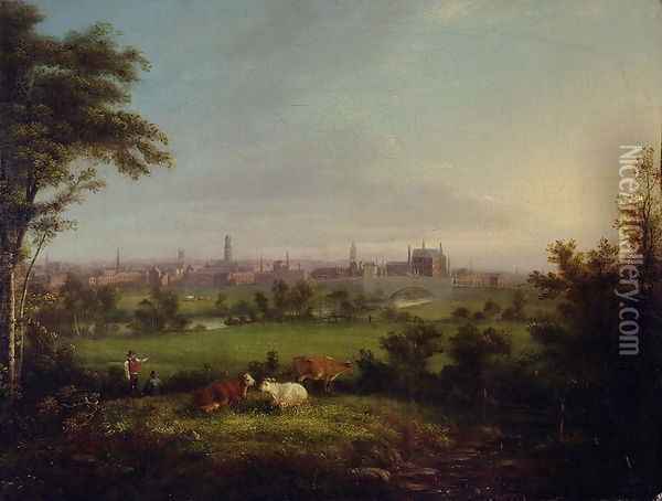 Leeds from the Meadows, c.1825 Oil Painting - Joseph Rhodes