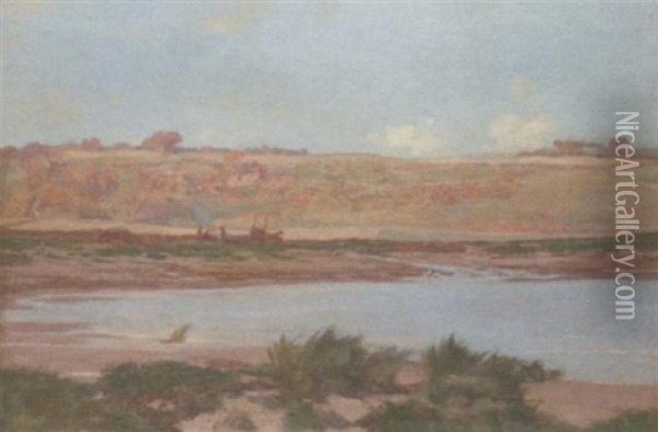 Ayrshire River Landscape Oil Painting - George Houston