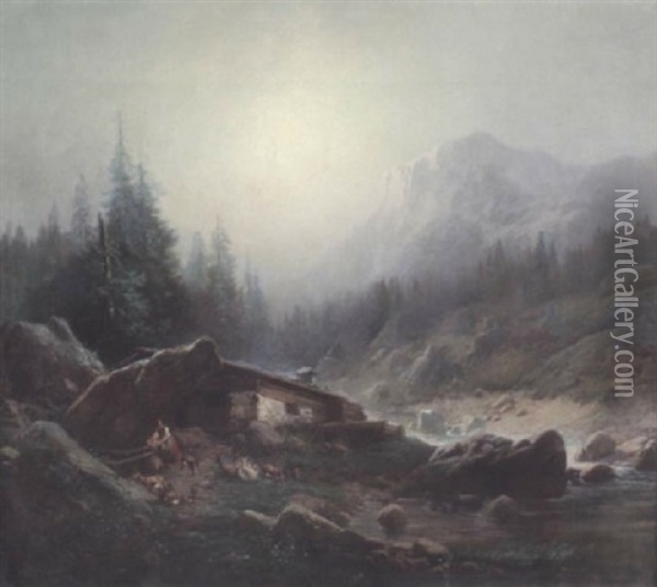 Morgen Auf Der Alm Oil Painting - Karl Millner