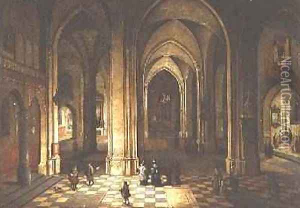 Church interior at night Oil Painting - Pieter the Younger Neefs