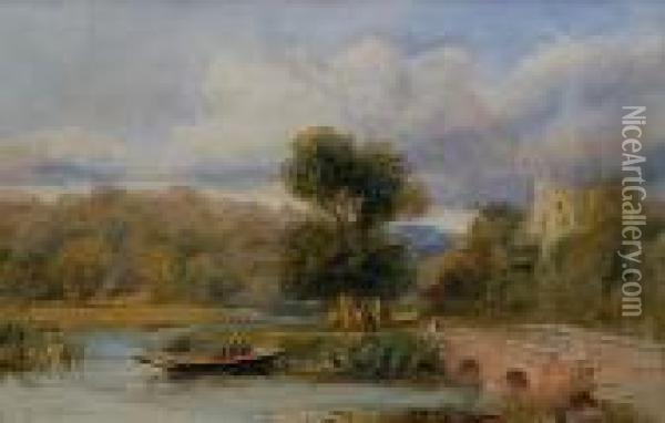 On The Exe Oil Painting - David Cox