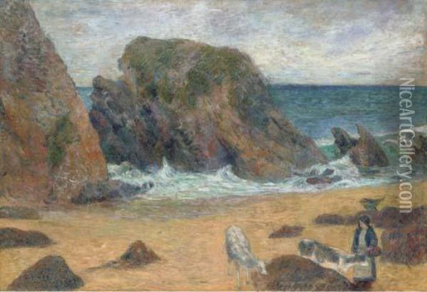Vaches Au Bord De La Mer Oil Painting - Paul Gauguin