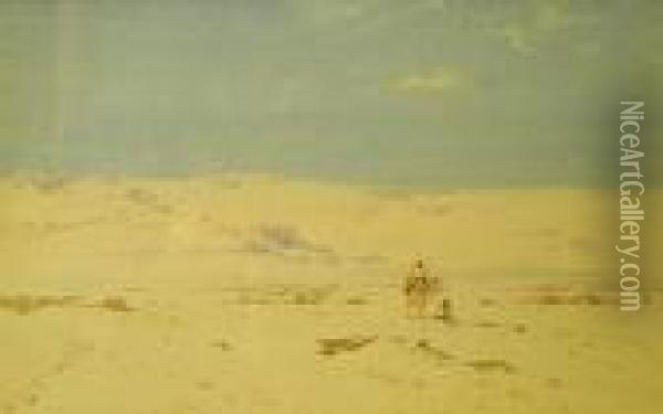 Desert Scene With Camel And Figures Oil Painting - Augustus Osborne Lamplough