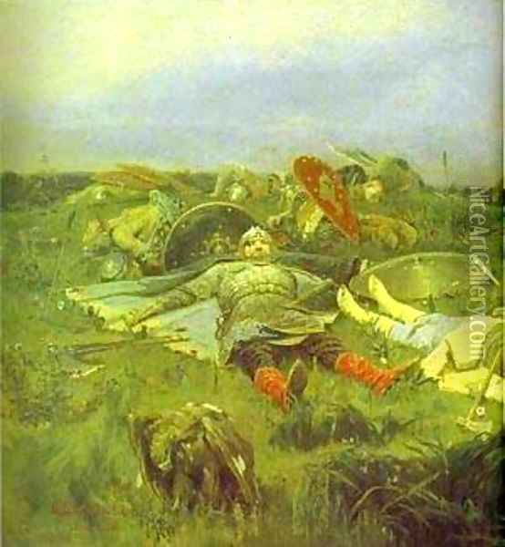 After Prince Igors Battle With The Polovtsy Detail 1880 Oil Painting - Viktor Vasnetsov