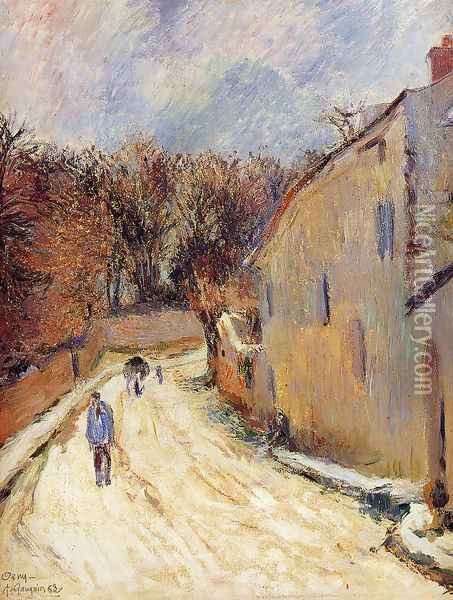 Osny Rue De Pontoise Winter Oil Painting - Paul Gauguin
