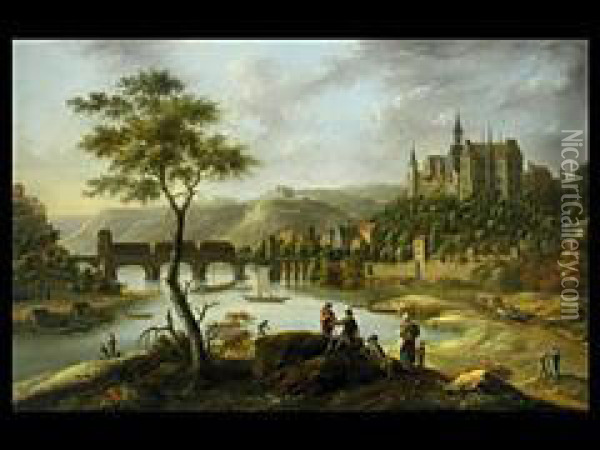 Ansicht Von Meissen Oil Painting - Johann Alexander Thiele