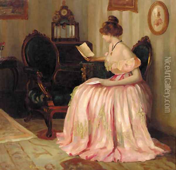 Reading a letter Oil Painting - Emil Pap