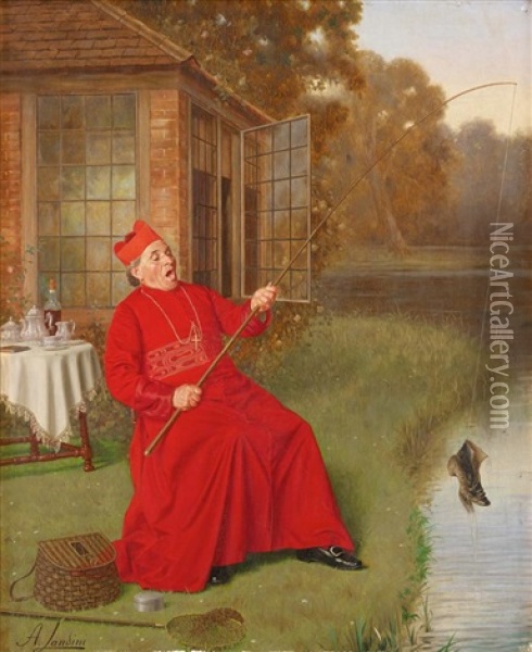 The Cardinal's Catch Oil Painting - Andrea Landini