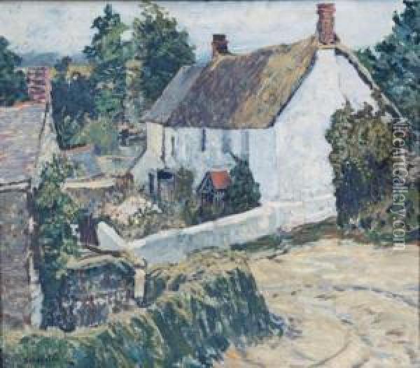 Cottages By A Turn In The Road Oil Painting - Walter Elmer Schofield