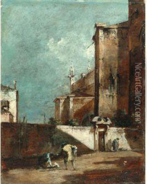A La Porta Del Giardino, Venezia Oil Painting - Francesco Guardi