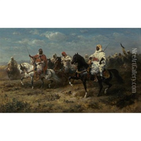 Bedouins On The March Oil Painting - Adolf Schreyer