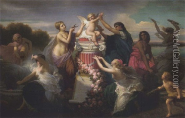 Les Nymphes Et L'amour Oil Painting - Henri Pierre Picou