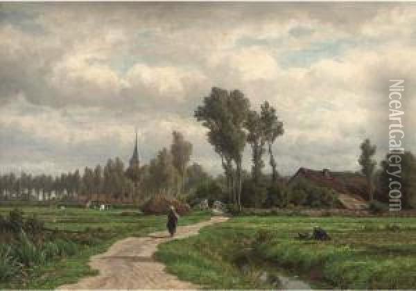 A Figure On A Village Track Oil Painting - Adriaen van Everdingen