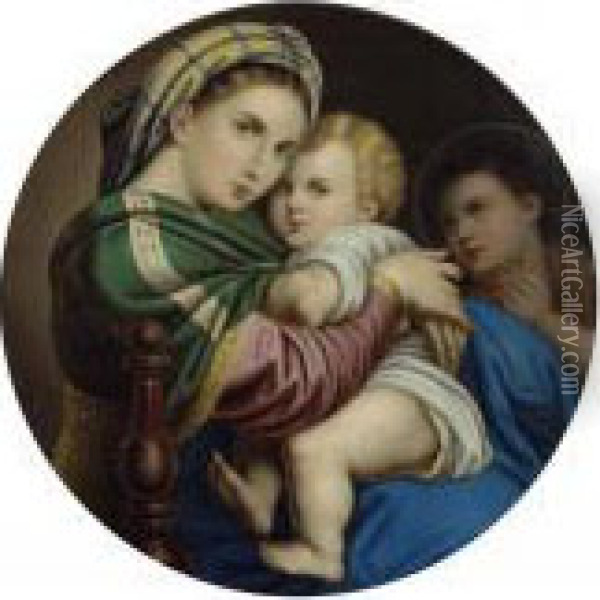 Madonna Della Sedia. Oil Painting - Raphael (Raffaello Sanzio of Urbino)