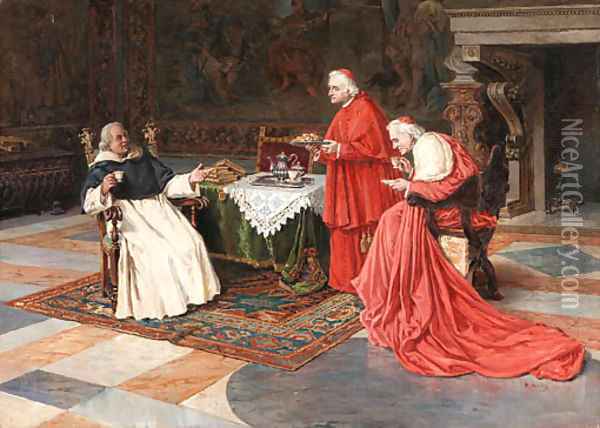Cardinals enjoying tea Oil Painting - Pietro Pavesi