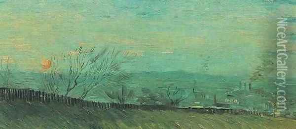 Factories Seen From A Hillside In Moonlight Oil Painting - Vincent Van Gogh