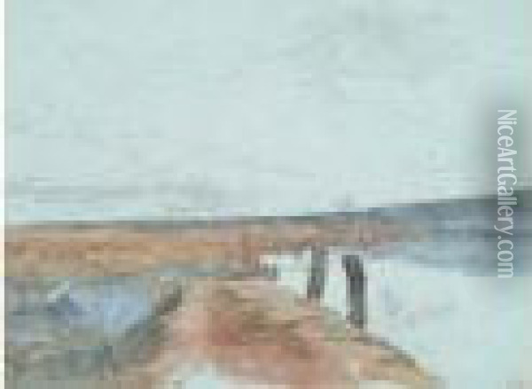 L'ile Aux Anglais, Seine Port Oil Painting - Paul Huet