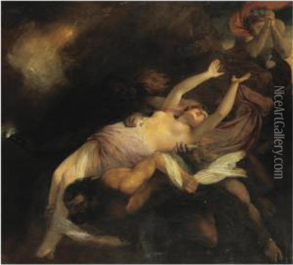 Eurydice Hurried Back To The Infernal Regions Oil Painting - Henry Thomson