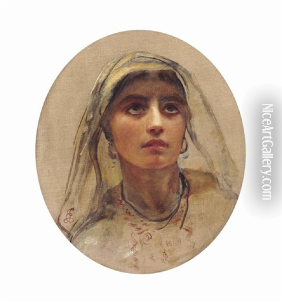 An Arab Girl Oil Painting - Edwin Long