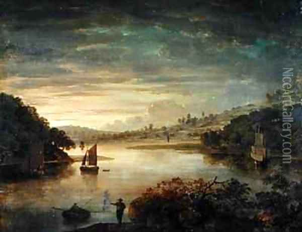A View on the River Neath in Glamorganshire Oil Painting - Anthony Devis