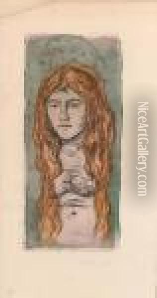 Oberkrper Eines Nackten Mdchens (sch. 47; W. 39) Oil Painting - Edvard Munch