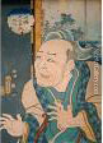 Hakken Den No Soshi No Uchi. Sceaux Des Censeurs Kinugasa Et Murata Oil Painting - Utagawa Kunisada