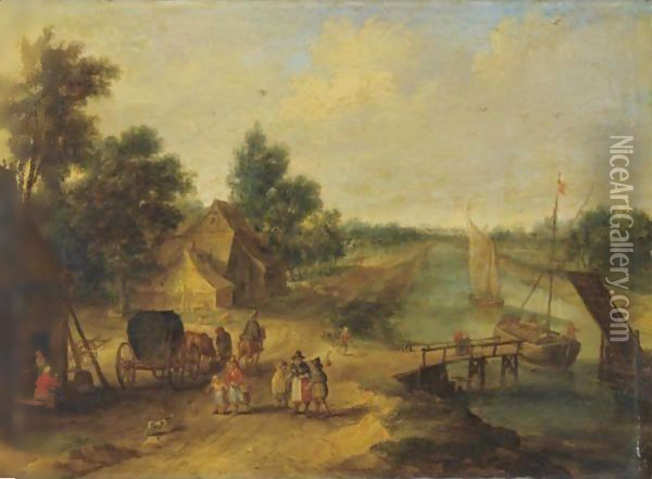 A River Landscape Oil Painting - Jan van Kessel