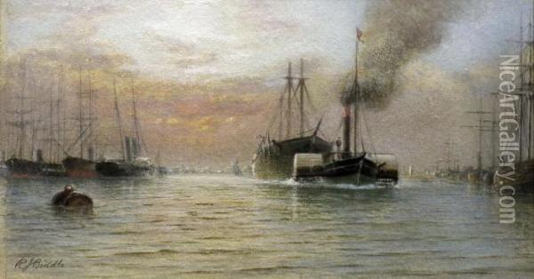 The Lower Pool Thames Oil Painting - Richard Julius Biddle