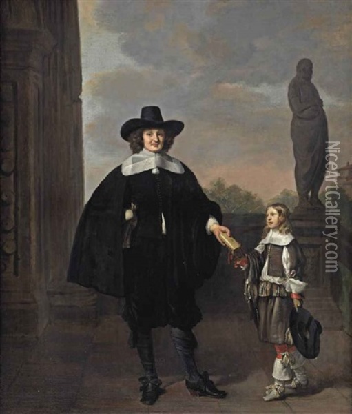 Portrait Of Frederick Van Velthuysen (d. 1658) And His Son Dirck (1651-1716), Oil Painting - Thomas De Keyser