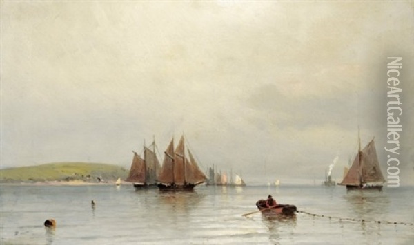 Afternoon In New York Bay Oil Painting - Francis Augustus Silva