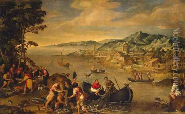 Miraculous Fishing Oil Painting - Lodovico Pozzoserrato (see Toeput, Lodewijk)