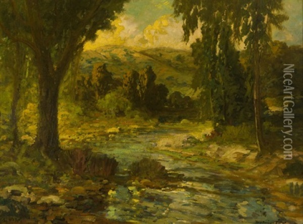 Stream Through A Spring Landscape Oil Painting - Ralph Davison Miller