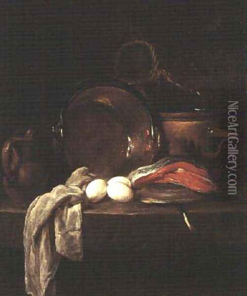 Still Life: The Kitchen Table, c.1755-56 Oil Painting - Jean-Baptiste-Simeon Chardin