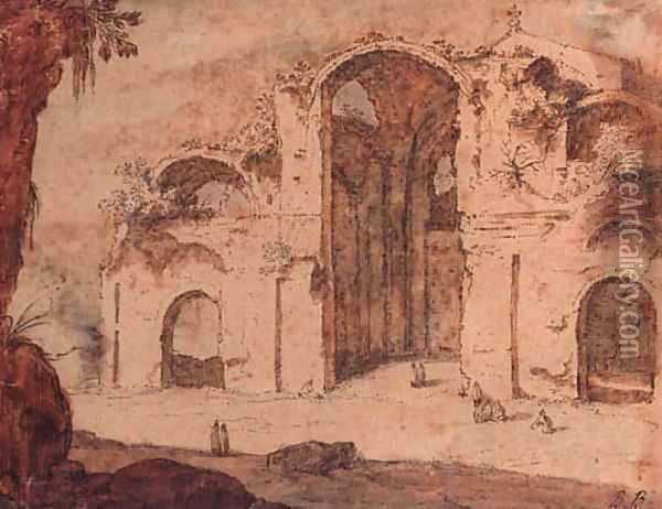 The Baths of Diocletian, Rome Oil Painting - Pieter Pietersz. Lastman