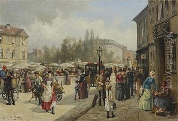 Am Wiener Naschmarkt Oil Painting - Franz Von Persoglia