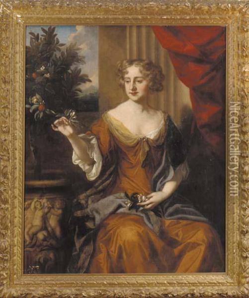 Portrait Of Anne Ashe Oil Painting - Sir Peter Lely