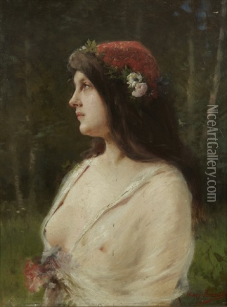 Portrait De Femme Oil Painting - Henry Paul Perrault