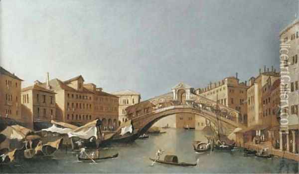 The Grand Canal, looking towards the Rialto Bridge, Venice Oil Painting - Francesco Guardi