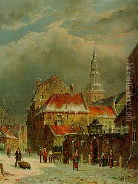 Hiver: Vue A Haarlem Oil Painting - Adrianus Eversen